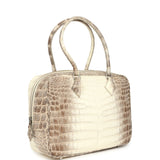 Pre-owned Hermes Plume 28 Himalaya Matte Niloticus Crocodile Palladium Hardware