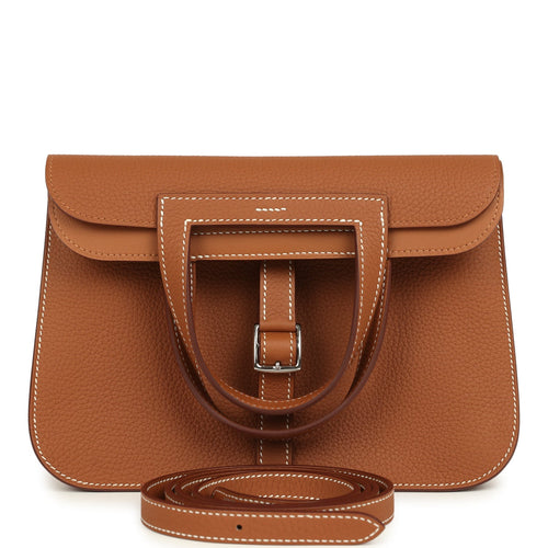 Hermes Halzan 25 Gold Clemence Palladium Hardware