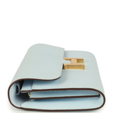 Pre-owned Hermes Constance Wallet To Go Bleu Brume Epsom Gold Hardware