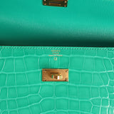 Hermes Kelly Pocket Long Wallet Vert Jade Shiny Alligator Gold Hardware - Thumbnail View 7
