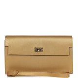 Hermes Kelly Pocket Long Wallet Dore Chamkilight Goatskin Permabrass Hardware