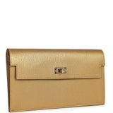 Hermes Kelly Pocket Long Wallet Dore Chamkilight Goatskin Permabrass Hardware