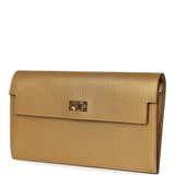 Hermes Kelly Pocket Long Wallet Dore Chamkilight Goatskin Permabrass Hardware