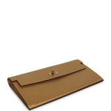 Hermes Kelly Pocket Long Wallet Dore Chamkilight Goatskin Permabrass Hardware