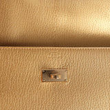 Hermes Kelly Pocket Long Wallet Dore Chamkilight Goatskin Permabrass Hardware