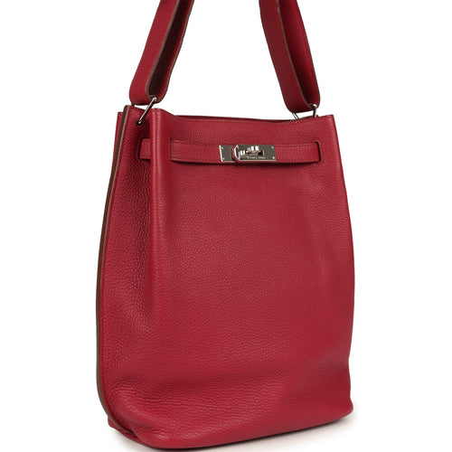 Pre-owned Hermes So Kelly 22 Rubis Togo Palladium Hardware