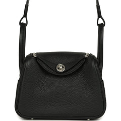 Hermes Mini Lindy II Black Clemence Palladium Hardware