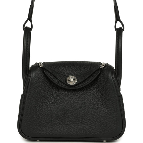 Hermes Mini Lindy II Black Clemence Palladium Hardware