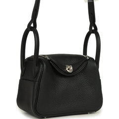 Hermes Mini Lindy II Black Clemence Palladium Hardware