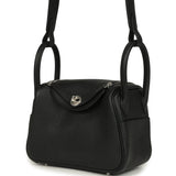 Hermes Mini Lindy II Black Clemence Palladium Hardware
