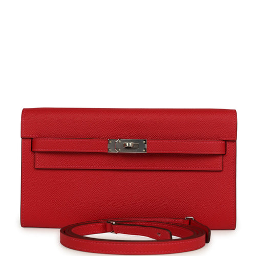 Hermes Kelly Wallet To Go Rouge Casaque Epsom Palladium Hardware