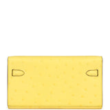 Hermes Kelly To Go Wallet Jaune Citron Ostrich Rose Gold Hardware