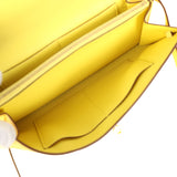 Hermes Kelly To Go Wallet Jaune Citron Ostrich Rose Gold Hardware