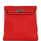Hermes Kelly Ado II Backpack Rouge De Coeur Clemence Palladium Hardware