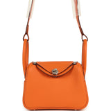 Hermes Mini Lindy II Orange Clemence Palladium Hardware