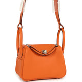 Hermes Mini Lindy II Orange Clemence Palladium Hardware