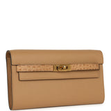 Pre-owned Hermes Kelly Wallet To Go Chai Touch Epsom and Alligator Gold Hardware