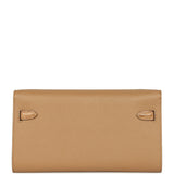 Pre-owned Hermes Kelly Wallet To Go Chai Touch Epsom and Alligator Gold Hardware