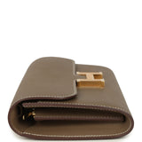 Pre-owned Hermes Constance Wallet To Go Etoupe Epsom Gold Hardware