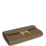 Pre-owned Hermes Constance Wallet To Go Etoupe Epsom Gold Hardware