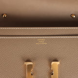 Pre-owned Hermes Constance Wallet To Go Etoupe Epsom Gold Hardware
