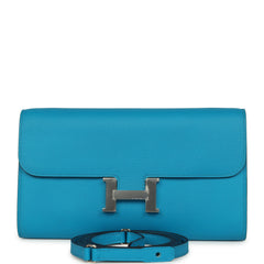 Hermes Constance Wallet To Go Bleu Frida Evercolor Palladium Hardware