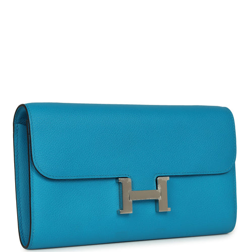 Hermes Constance Wallet To Go Bleu Frida Evercolor Palladium Hardware