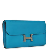 Hermes Constance Wallet To Go Bleu Frida Evercolor Palladium Hardware