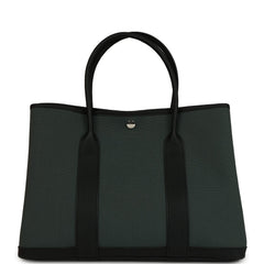 Hermes Garden Party 36 Vert Mangrove Toile H and Black Negonda Palladium Hardware