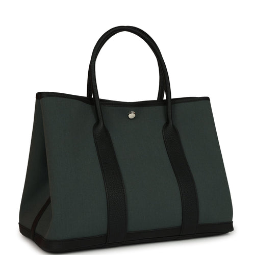 Hermes Garden Party 36 Vert Mangrove Toile H and Black Negonda Palladium Hardware