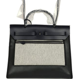 Hermes Herbag Zip PM 31 Black Toile H Berline and Bleu Indigo Hunter Palladium Hardware