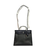 Hermes Herbag Zip PM 31 Black Toile H Berline and Bleu Indigo Hunter Palladium Hardware