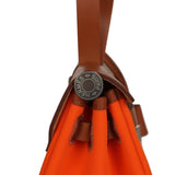 Pre-owned Hermes Herbag Zip PM 31 Orange Minium Toile H Canvas and Fauve Vache Hunter Palladium Hardware