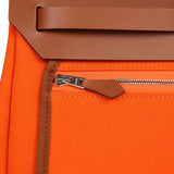 Pre-owned Hermes Herbag Zip PM 31 Orange Minium Toile H Canvas and Fauve Vache Hunter Palladium Hardware