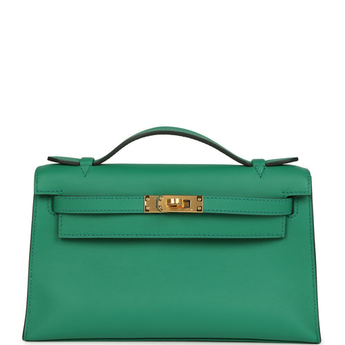 Hermes Kelly Pochette Vert Moyen Swift Gold Hardware