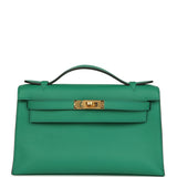 Hermes Kelly Pochette Vert Moyen Swift Gold Hardware