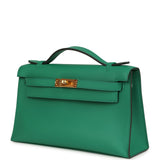 Hermes Kelly Pochette Vert Moyen Swift Gold Hardware
