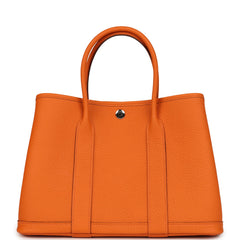 Hermes Garden Party 30 Orange Negonda Palladium Hardware