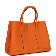Hermes Garden Party 30 Orange Negonda Palladium Hardware