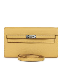 Hermes Kelly To Go Wallet Jaune Foin Chevre Mysore Palladium Hardware