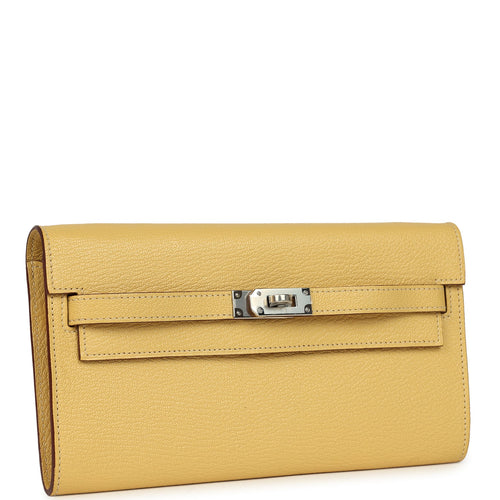 Hermes Kelly To Go Wallet Jaune Foin Chevre Mysore Palladium Hardware