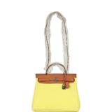 Hermes Herbag Zip PM 31 Jaune Citron Toile H Canvas and Fauve Vache Hunter Palladium Hardware