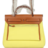 Hermes Herbag Zip PM 31 Jaune Citron Toile H Canvas and Fauve Vache Hunter Palladium Hardware