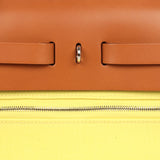 Hermes Herbag Zip PM 31 Jaune Citron Toile H Canvas and Fauve Vache Hunter Palladium Hardware