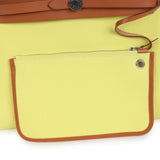 Hermes Herbag Zip PM 31 Jaune Citron Toile H Canvas and Fauve Vache Hunter Palladium Hardware