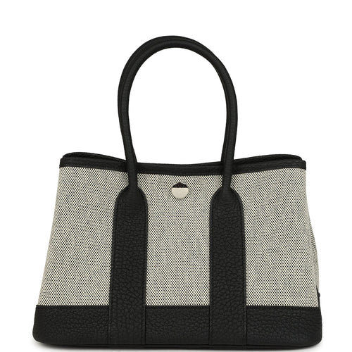Hermes Garden Party Neo 23 Black-Ecru Toile H Canvas and Black Negonda Palladium Hardware