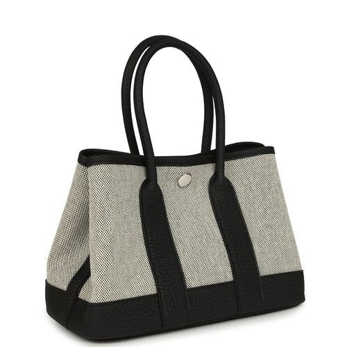 Hermes Garden Party Neo 23 Black-Ecru Toile H Canvas and Black Negonda Palladium Hardware