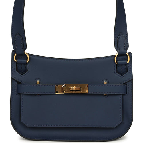 Hermes Mini Jypsiere Bleu Navy Swift Gold Hardware