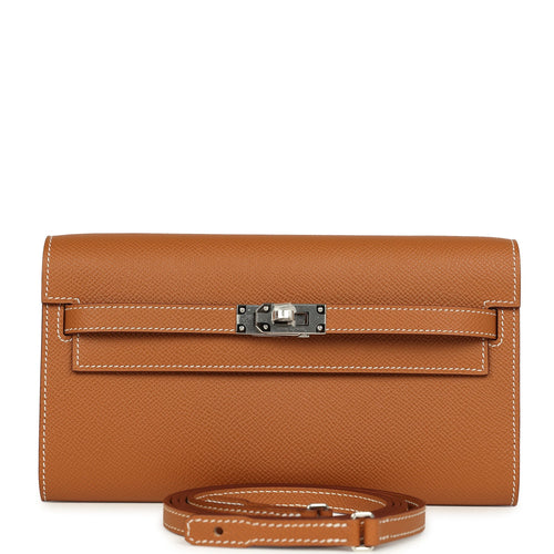 Hermes Kelly Wallet To Go Gold Epsom Palladium Hardware
