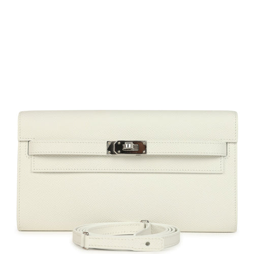 Hermes Kelly Wallet To Go New White Epsom Palladium Hardware
